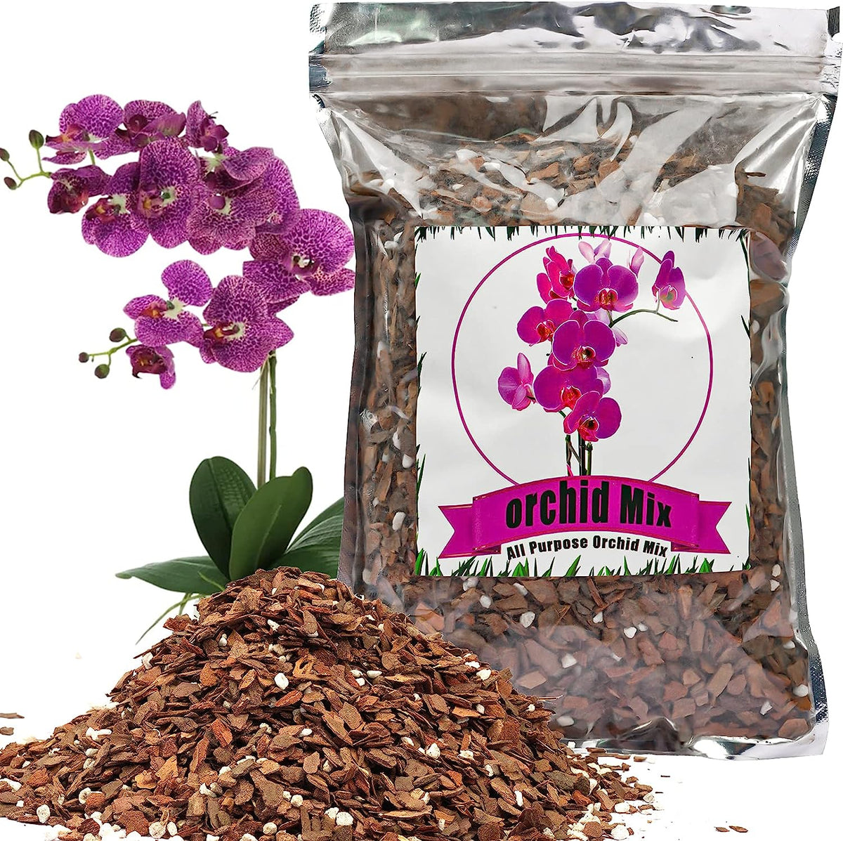 Doter Orchid Potting Mix Orchideenrinde, Mischung aus Kiefernrinde und Perlit, gute Drainage und Wasserspeicherung (1 Quart) 