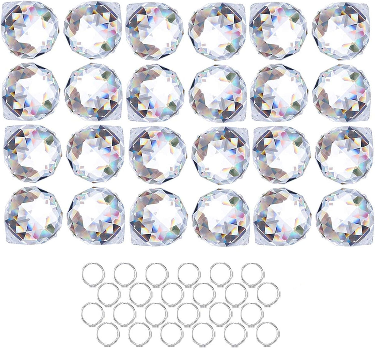 Crystalsuncatcher 24 piezas de prisma de bola de cristal transparente atrapasueños fabricante de colgantes de arcoíris, prismas de cristales colgantes para ventanas, 20mm
