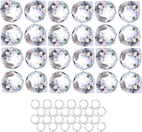 Crystalsuncatcher 24 piezas de prisma de bola de cristal transparente atrapasueños fabricante de colgantes de arcoíris, prismas de cristales colgantes para ventanas, 20mm