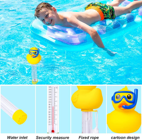 Doli Yearning Swimming Pool Thermometer Floating Easy Read Pond Thermometer with String| Shatter Resistant| for Outdoor & Indoor Swimming Pools, Spas, Hot Tubs| Classic Duck