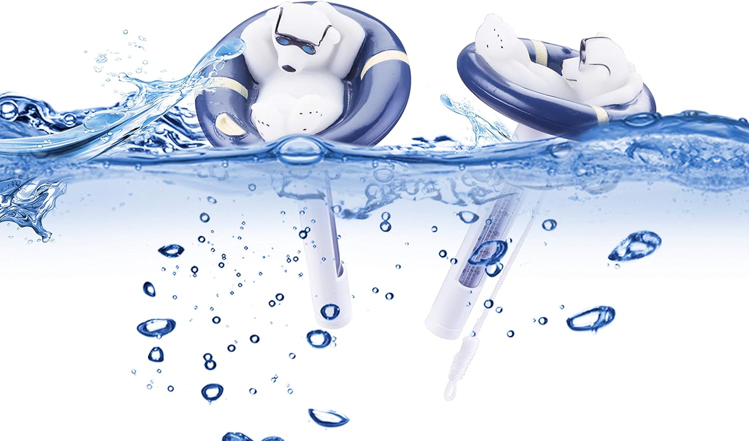 Roll over image to zoom in     VacFlow Floating Pool Thermometer, Polar Bear with String, for Outdoor/Indoor Pool and Spa, Jacuzzi and Pond