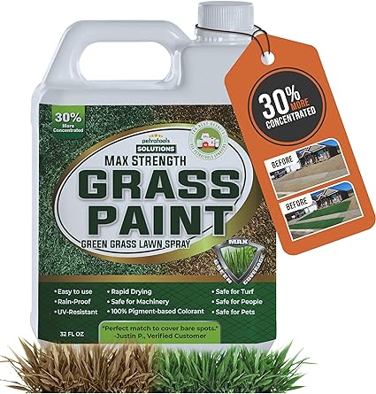 PetraTools Grass Paint Max Strength, Green Grass Lawn Spray for Dead & Dormant Lawn Paint, Green Lawn Spray, Grass Paint for Lawn, Lawn Spray Paint, Long-Lasting Concentrate Green Dye for Lawn (32oz)