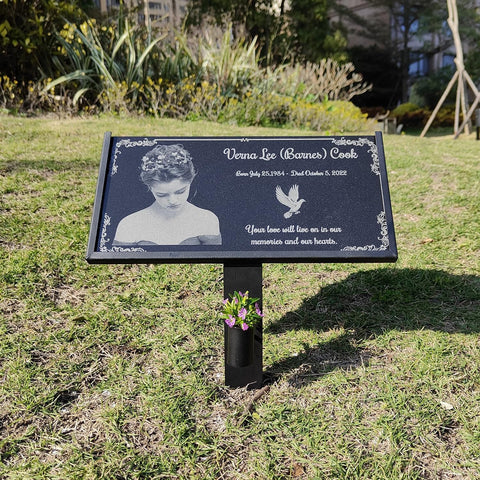 Lápida personalizada con foto, placas conmemorativas para cementerio, marcador de tumbas, piedras conmemorativas de jardín (estilo 1)