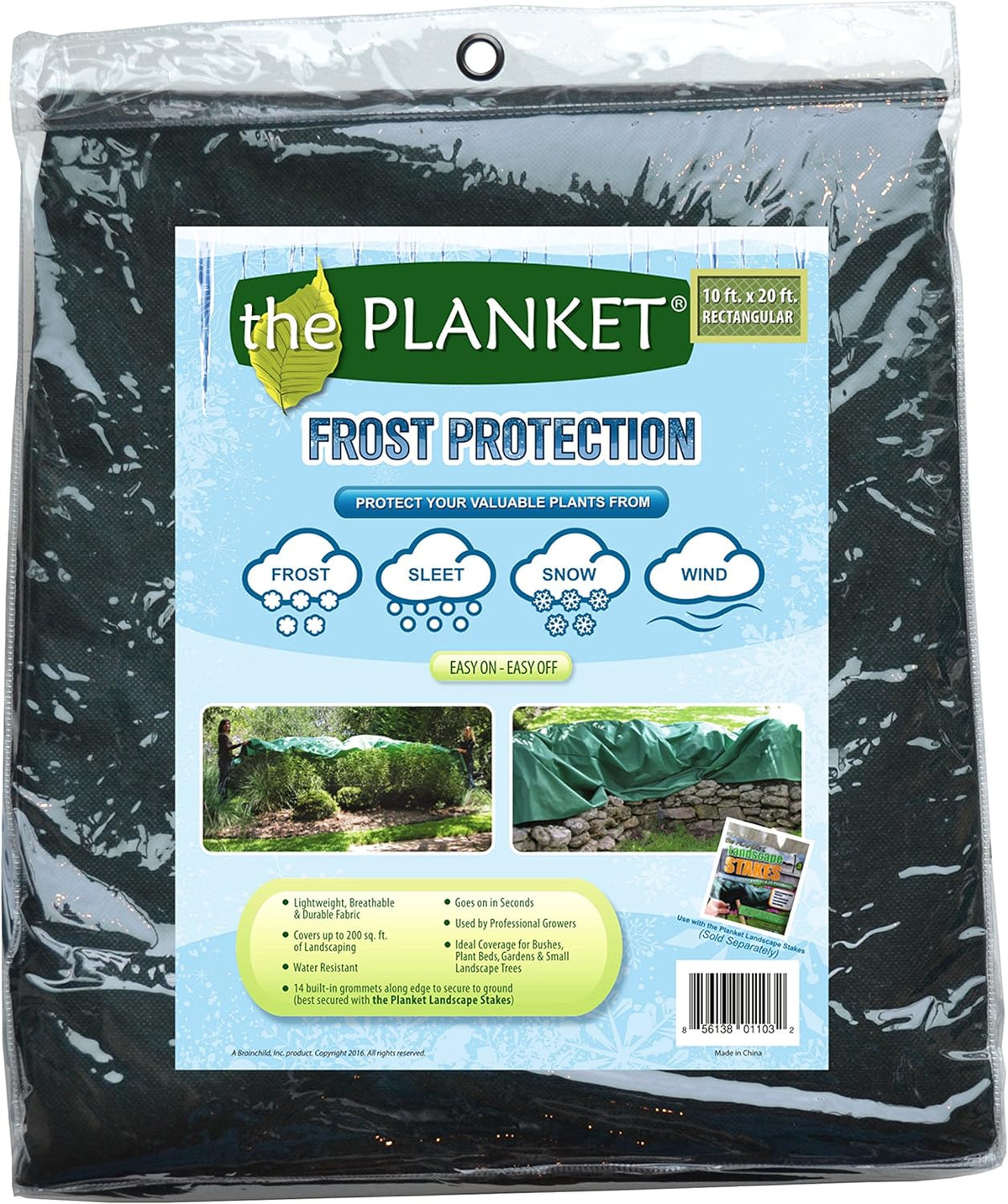 the Planket 11200 10 x 20 ft Frost Protection Plant Cover, Rectangular, Dark green