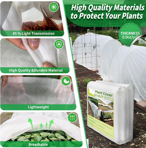 Avalution Plant Covers Freeze Protection, 10x50 FT Frost Cloth for Winter, 0.9 oz/yd² Reusable Frost Blankets for Plants Floating, Row Covers for Outdoor Vegetables Season Extension