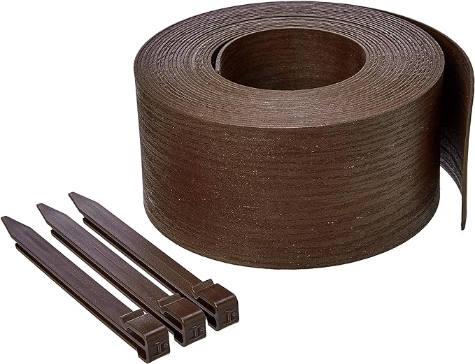 Amazon Basics Landscape Edging Coil with Stakes - 5 Inch, Brown