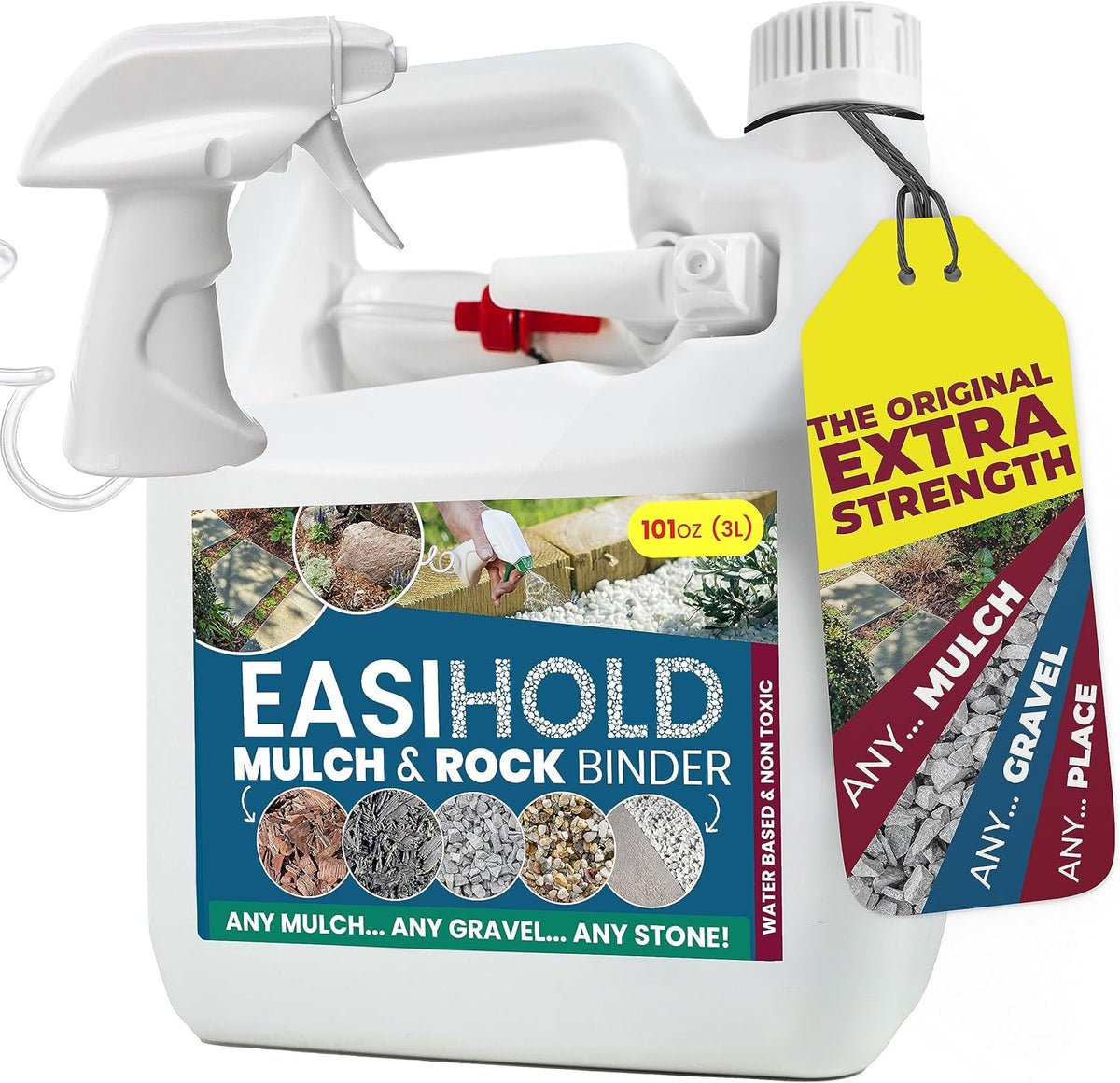 Vuba EASIHOLD - 101oz Mulch Glue for Landscaping and Stabilizing Mulch, Rocks and Pea Gravel with Easy Applicator. Lasts up to 3 Years, Non Toxic, Ready to Use.