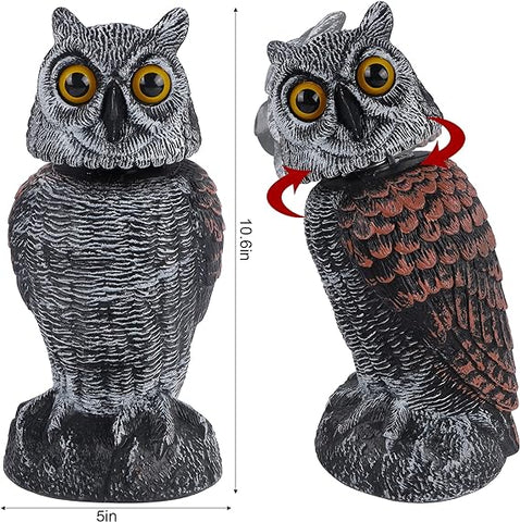 Hausse 2er-Pack Vogelscheuche, gefälschte Eulen-Köder-Skulptur, rotierender Kopf, Kunststoff-Eulen-Vogelabwehrmittel, 10,6 Zoll Höhe, Naturfeind-gehörnte Schädlingsbekämpfung für den Garten im Freien
