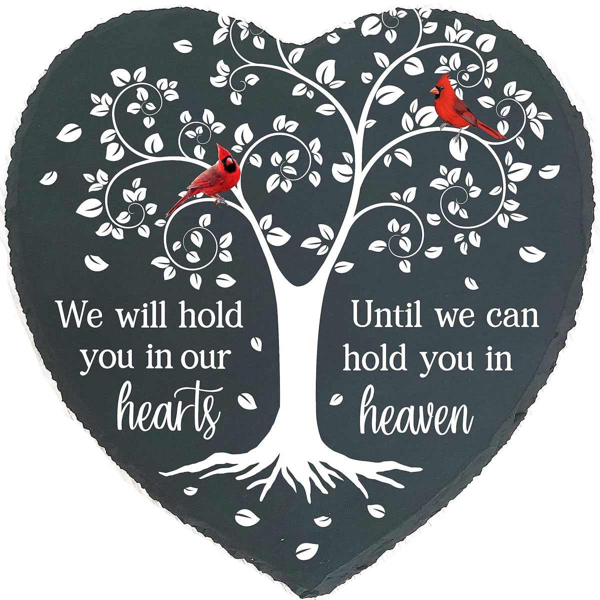 Cardinal Memorial Slate Stone - Hold You in Our Hearts, Memorial Plaque Sympathy Gifts for Loss of Loved One, Memorial Gifts for Loss of Father, Mother, Brother Garden Slate Stone TNA6