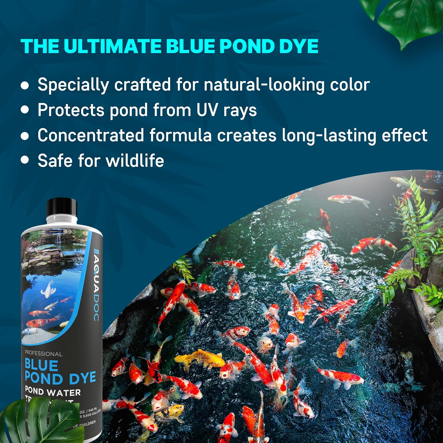 Blue Pond Dye - Get Beautiful, Fish-Friendly Pond Water - AquaDoc Pond Supplies