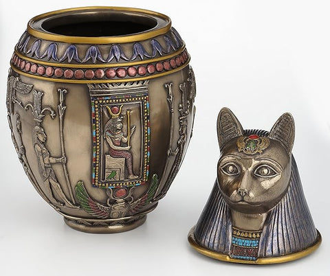 Rara urna conmemorativa del gato Bastet egipcio 