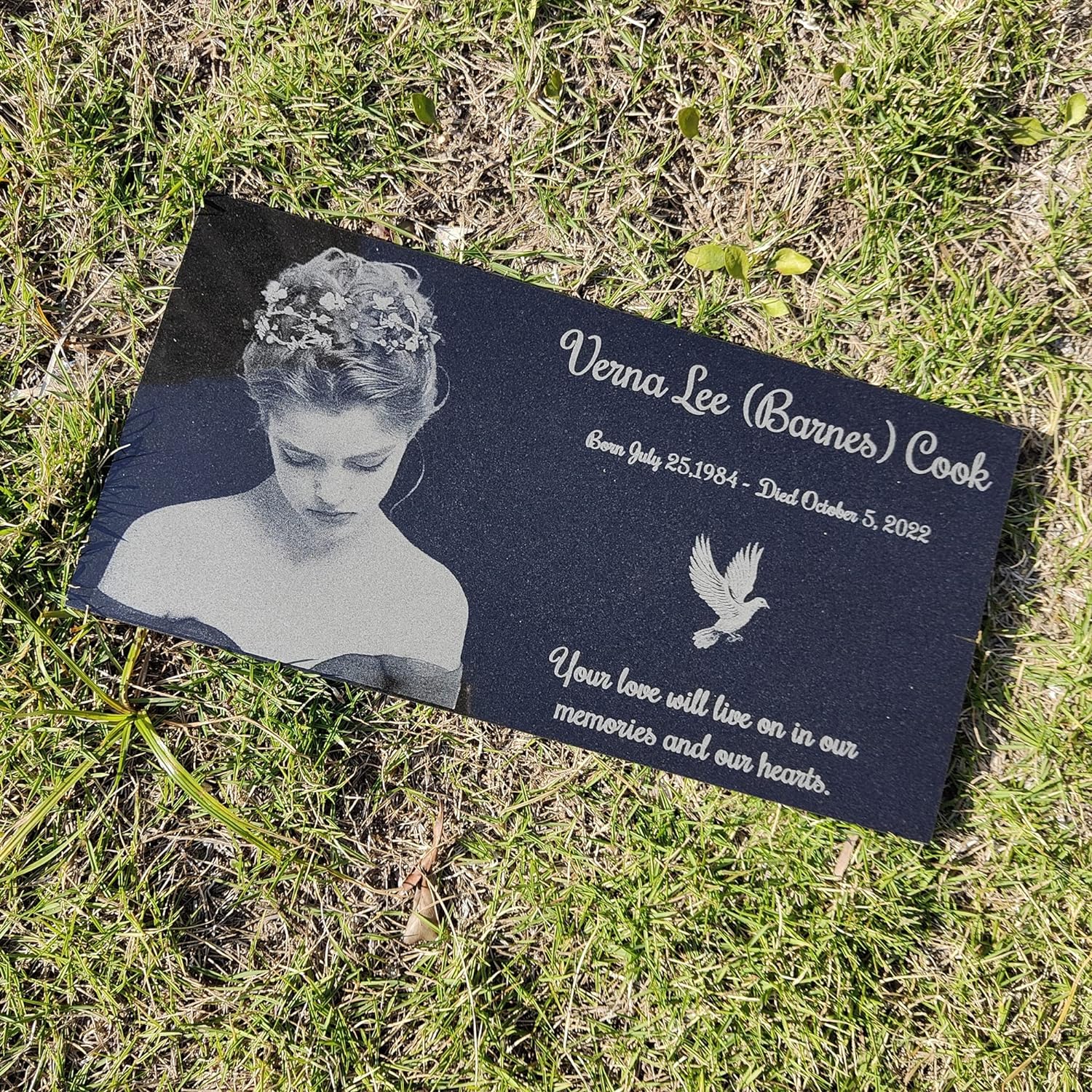 Lápida personalizada con foto, placas conmemorativas para cementerio, marcador de tumbas, piedras conmemorativas de jardín (estilo 1)