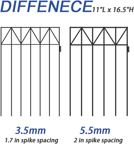 GRELWT 5 Pack 24"L x 15"H Animal Barrier Fence, Underground No Dig Fence, 5.5mm Galvanized Stakes with 2 inch Spacing, Metal Fence Panel for Outdoor Yard Patio, Total 10Ft(L) X 15in(H) Black