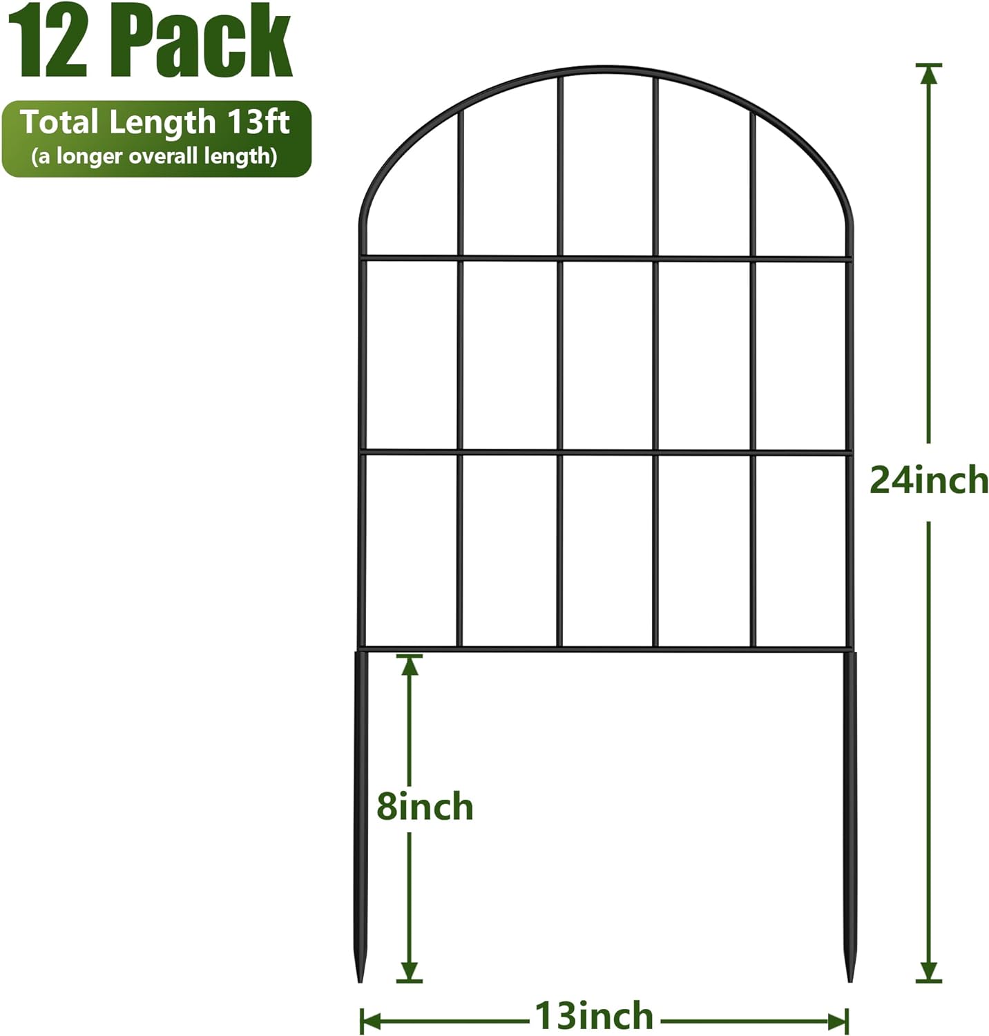 Decorative Garden Fence No Dig Fencing 12 Pack, 13ft (L) x 24in (H) Rustproof Metal Wire Panel Border Animal Barrier,Apply to Dog Fencing Outdoor for The Yard