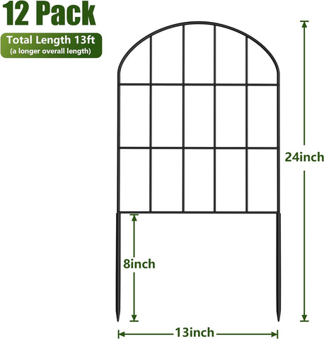 Decorative Garden Fence No Dig Fencing 12 Pack, 13ft (L) x 24in (H) Rustproof Metal Wire Panel Border Animal Barrier,Apply to Dog Fencing Outdoor for The Yard