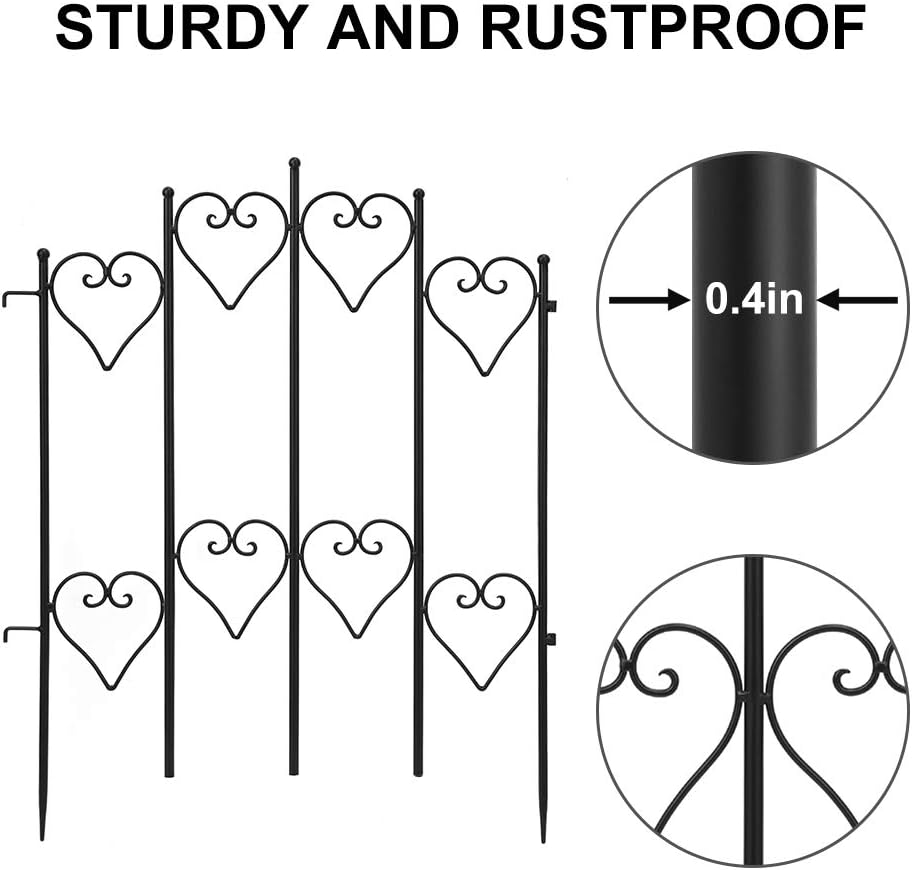 AMAGABELI GARDEN & HOME 5 paneles de valla de jardín de 9 pies de largo x 27 pulgadas de alto, cerca de metal a prueba de óxido, barrera de animales, borde de hierro plegable, borde de alambre, valla de borde de alambre, patio, paisaje, cama de flores ET0
