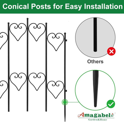 AMAGABELI GARDEN & HOME 5 paneles de valla de jardín de 9 pies de largo x 27 pulgadas de alto, cerca de metal a prueba de óxido, barrera de animales, borde de hierro plegable, borde de alambre, valla de borde de alambre, patio, paisaje, cama de flores ET0