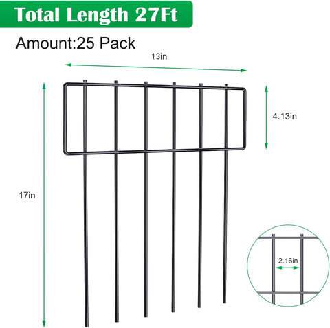 Packung mit 25 Tierkäfigen, 17 Altkästen x 27 großen Stücken, dekorativem Gartengarten aus rostfreiem Stahlblech, Gartenrandzaun für Hunde, Kegeln und Gartenständern. 