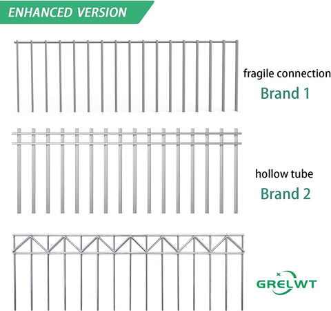 GRELWT 5 Pack 24"L x 15"H Animal Barrier Fence, Underground No Dig Fence, 5.5mm Galvanized Stakes with 2 inch Spacing, Metal Fence Panel for Outdoor Yard Patio, Total 10Ft(L) X 15in(H) Black