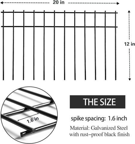 ADAVIN - Paquete de 24 vallas de barrera de animales negros – Valla decorativa de jardín sin excavación de 1.5 pulgadas de espacio de 1.5 pulgadas, borde de panel disuasorio de metal a prueba de óxido para perros, conejos, estacas de suelo, patio al aire