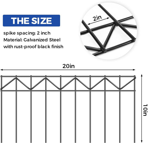 GRELWT 5 Pack 24"L x 15"H Animal Barrier Fence, Underground No Dig Fence, 5.5mm Galvanized Stakes with 2 inch Spacing, Metal Fence Panel for Outdoor Yard Patio, Total 10Ft(L) X 15in(H) Black