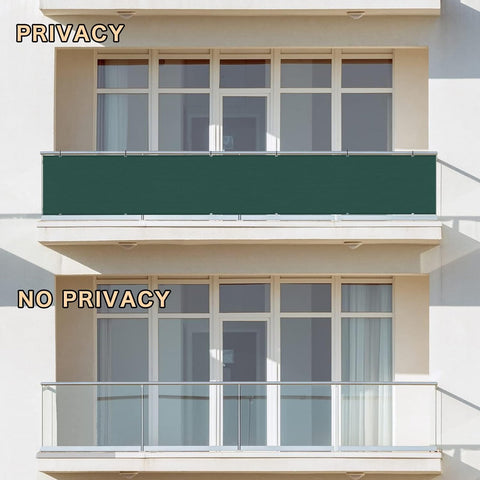 SUNLAX 3'x10' Black Balcony Privacy Screen Fence Windscreen Cover Fabric Shade Netting Mesh Cloth with Grommets UV Protection for Patio, Backyard, Porch, Railing Shield 90%