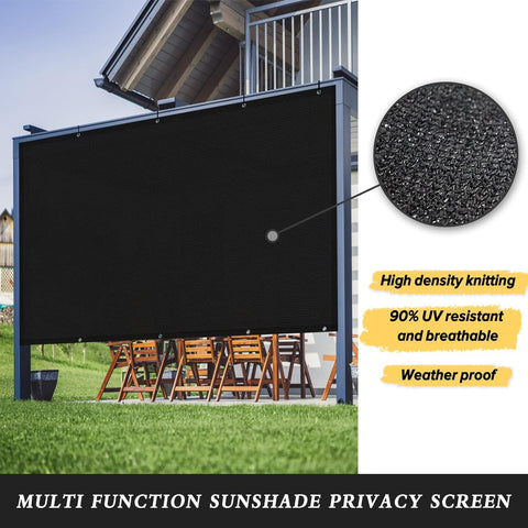 SUNLAX 3'x10' Black Balcony Privacy Screen Fence Windscreen Cover Fabric Shade Netting Mesh Cloth with Grommets UV Protection for Patio, Backyard, Porch, Railing Shield 90%