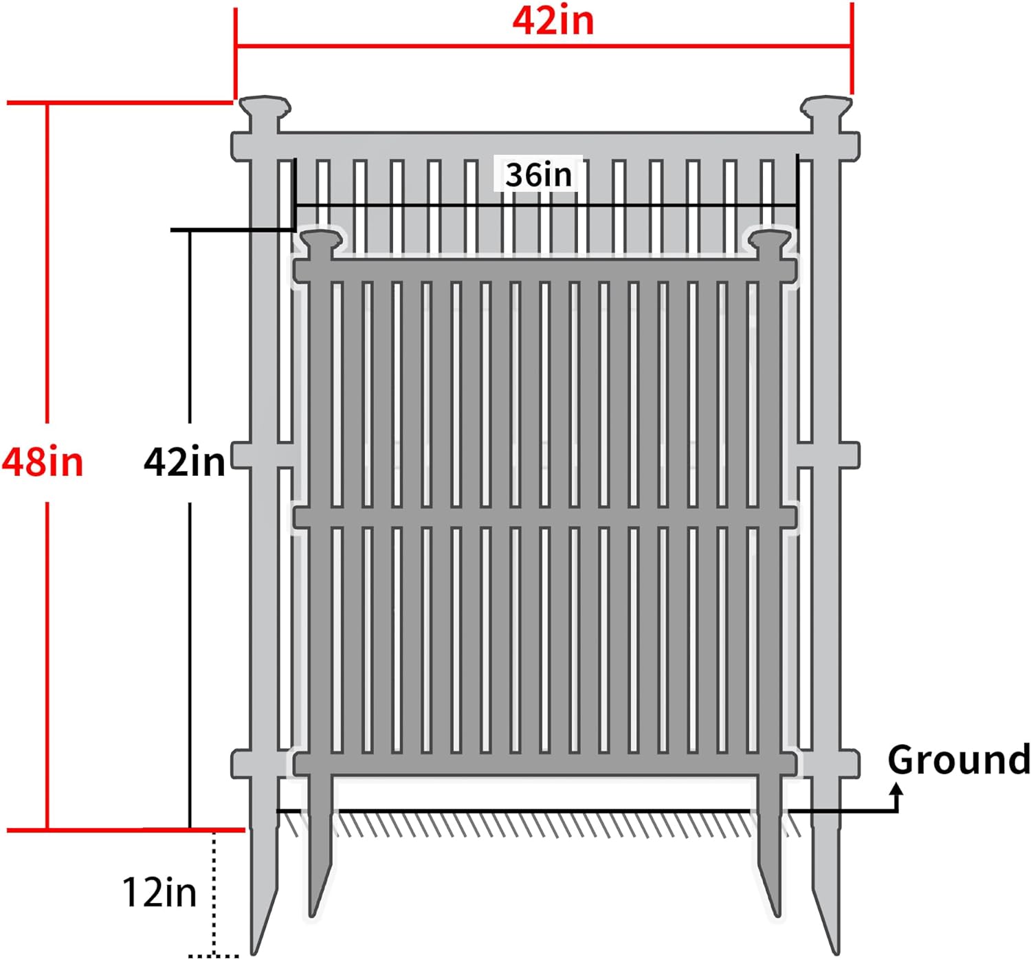 Beimo Rejilla de privacidad para valla de aire acondicionado, 50 pulgadas de alto x 50 pulgadas de ancho, recinto para equipos de piscina, paneles de valla de vinilo de privacidad para exteriores (2 paneles con estaca de metal)