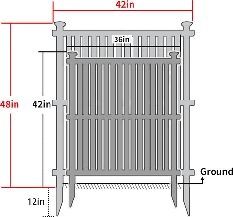 Beimo Rejilla de privacidad para valla de aire acondicionado, 50 pulgadas de alto x 50 pulgadas de ancho, recinto para equipos de piscina, paneles de valla de vinilo de privacidad para exteriores (2 paneles con estaca de metal)