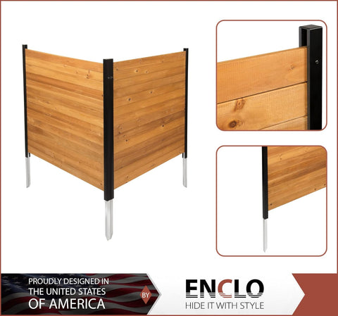 Enclo Privacy Screens EC18009 Charleston - Kit de valla de privacidad para exteriores de madera, con listones sin excavación, 38 pulgadas de ancho x 42 pulgadas de alto, 2 paneles