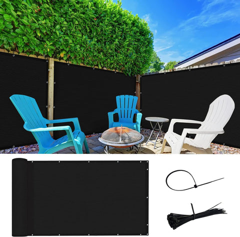 SUNLAX 3'x10' Black Balcony Privacy Screen Fence Windscreen Cover Fabric Shade Netting Mesh Cloth with Grommets UV Protection for Patio, Backyard, Porch, Railing Shield 90%