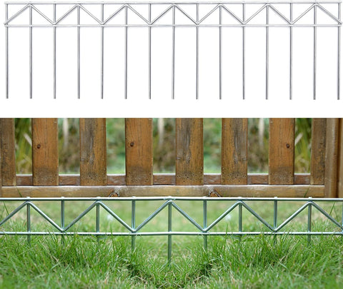 GRELWT 5 Pack 24"L x 15"H Animal Barrier Fence, Underground No Dig Fence, 5.5mm Galvanized Stakes with 2 inch Spacing, Metal Fence Panel for Outdoor Yard Patio, Total 10Ft(L) X 15in(H) Black