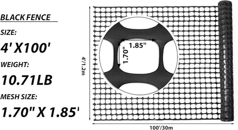 PotatoLife Valla de seguridad de malla de plástico, rollo de 4 x 100 pies con 100 bridas, red temporal reutilizable para cercado de jardín, construcción, valla de nieve, barrera de animales, aves, ciervos, patio, verde