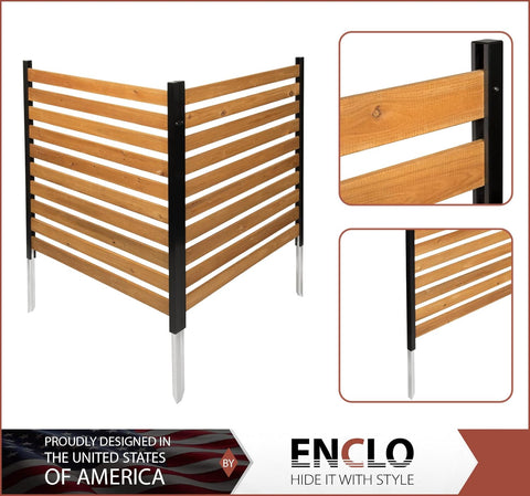 Enclo Privacy Screens EC18009 Charleston - Kit de valla de privacidad para exteriores de madera, con listones sin excavación, 38 pulgadas de ancho x 42 pulgadas de alto, 2 paneles