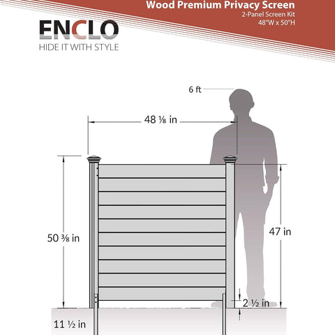 Enclo Privacy Screens EC18009 Charleston - Kit de valla de privacidad para exteriores de madera, con listones sin excavación, 38 pulgadas de ancho x 42 pulgadas de alto, 2 paneles