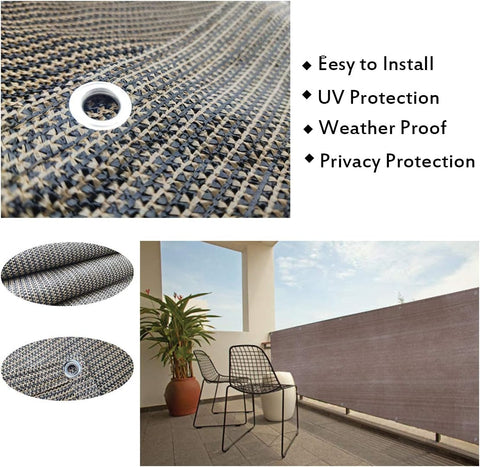 LOVE STORY 3' x 10' Charcoal Balcony Privacy Screen Fence Cover (HDPE) UV Protection Weather-Resistant 3 FT Height Shield for Deck, Patio, Backyard, Outdoor Pool, Porch, Railing