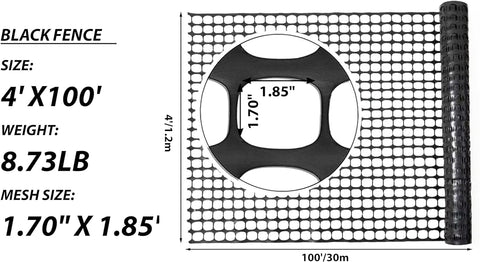 PotatoLife Valla de seguridad de malla de plástico, rollo de 4 x 100 pies con 100 bridas, red temporal reutilizable para cercado de jardín, construcción, valla de nieve, barrera de animales, aves, ciervos, patio, verde