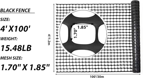 PotatoLife Valla de seguridad de malla de plástico, rollo de 4 x 100 pies con 100 bridas, red temporal reutilizable para cercado de jardín, construcción, valla de nieve, barrera de animales, aves, ciervos, patio, verde