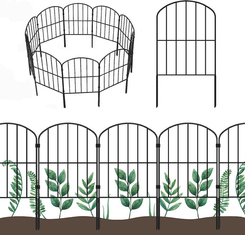 OUSHENG Cerca decorativa de jardín sin excavación, paquete de 10 unidades, 10 pies de largo x 24 pulgadas de alto, panel de alambre de metal resistente al óxido, barrera de animales para perro, borde de flores para patio, paisaje, decoración al aire libre