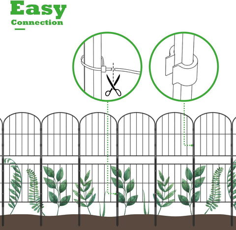 OUSHENG Decorative Garden Fence Fencing 10 Pack, 36in (H) x 10.8ft (L) Rustproof Metal Wire Panel Border Animal Barrier for Dog, Flower Edging for Yard Landscape Patio Outdoor Decor, Arched