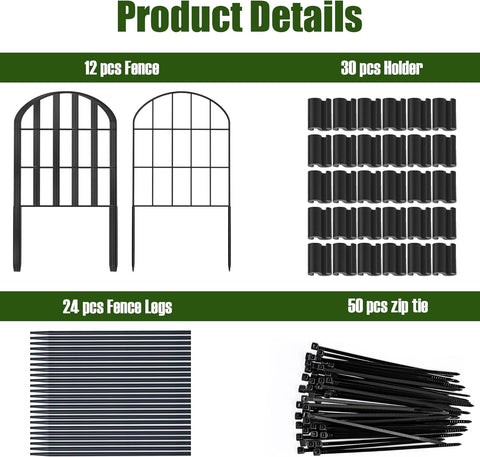 Decorative Garden Fence No Dig Fencing 12 Pack, 13ft (L) x 24in (H) Rustproof Metal Wire Panel Border Animal Barrier,Apply to Dog Fencing Outdoor for The Yard