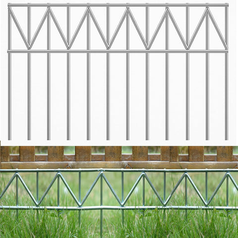 GRELWT 5 Pack 24"L x 15"H Animal Barrier Fence, Underground No Dig Fence, 5.5mm Galvanized Stakes with 2 inch Spacing, Metal Fence Panel for Outdoor Yard Patio, Total 10Ft(L) X 15in(H) Black