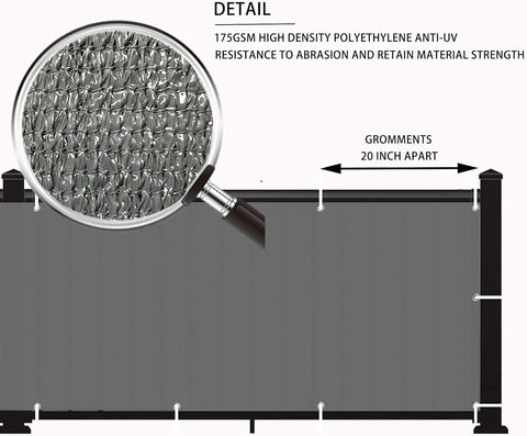 LOVE STORY 3' x 10' Charcoal Balcony Privacy Screen Fence Cover (HDPE) UV Protection Weather-Resistant 3 FT Height Shield for Deck, Patio, Backyard, Outdoor Pool, Porch, Railing