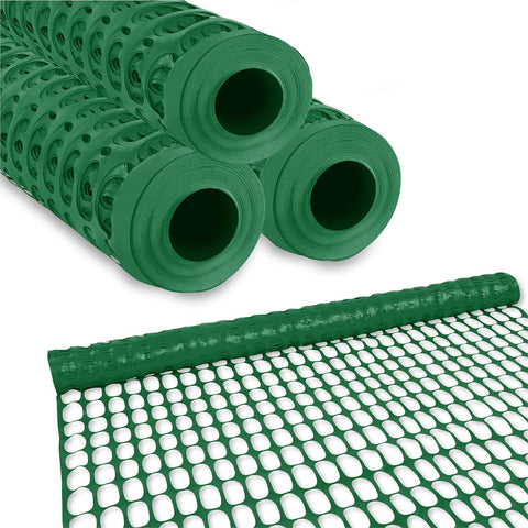 BISupply 4x100 ft Temporary Fencing for Yard - Green Outdoor Plastic Construction Fencing Roll for Dogs, Garden and Events