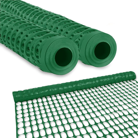 BISupply 4x100 ft Temporary Fencing for Yard - Green Outdoor Plastic Construction Fencing Roll for Dogs, Garden and Events