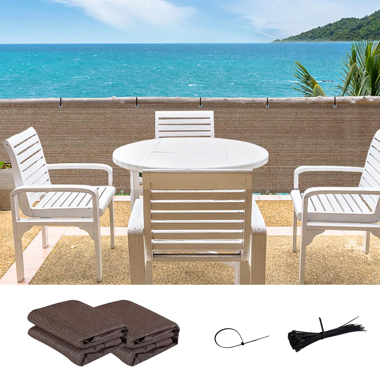 LOVE STORY 3' x 10' Charcoal Balcony Privacy Screen Fence Cover (HDPE) UV Protection Weather-Resistant 3 FT Height Shield for Deck, Patio, Backyard, Outdoor Pool, Porch, Railing