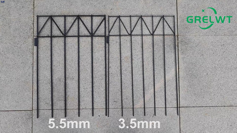 GRELWT 5 Pack 24"L x 15"H Animal Barrier Fence, Underground No Dig Fence, 5.5mm Galvanized Stakes with 2 inch Spacing, Metal Fence Panel for Outdoor Yard Patio, Total 10Ft(L) X 15in(H) Black