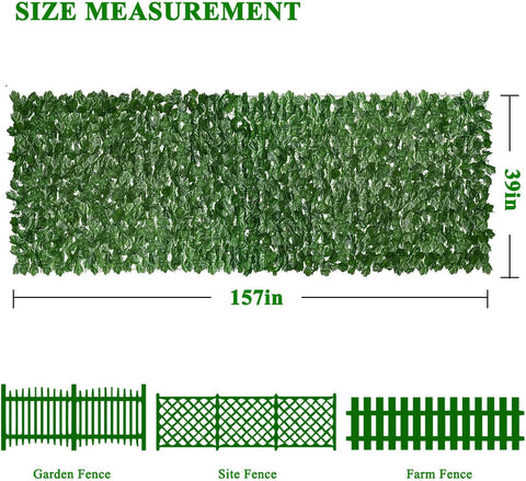 iCover - Rejilla para valla de privacidad de hiedra artificial, 39 x 118 pulgadas, junta reforzada para evitar que las hojas se caigan, paneles de setos sintéticos, enredaderas verdes, valla decorativa para exteriores, jardín