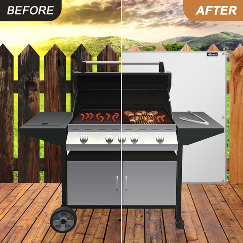 FLASLD Alfombrilla de aluminio con protección térmica para parrilla, estufa, horno y refrigerador, cubierta ignífuga y pantalla que protege la barandilla de la cubierta de la parrilla (40 x 48 pulgadas)