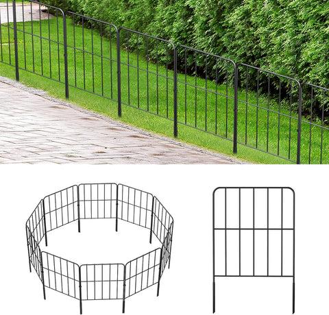 OUSHENG Valla decorativa para jardín, paquete de 10 unidades, total de 10 pies de largo x 24 pulgadas de alto, barrera de alambre de metal inoxidable para animales, borde de flores para paisaje, patio, decoración al aire libre, cuadrado